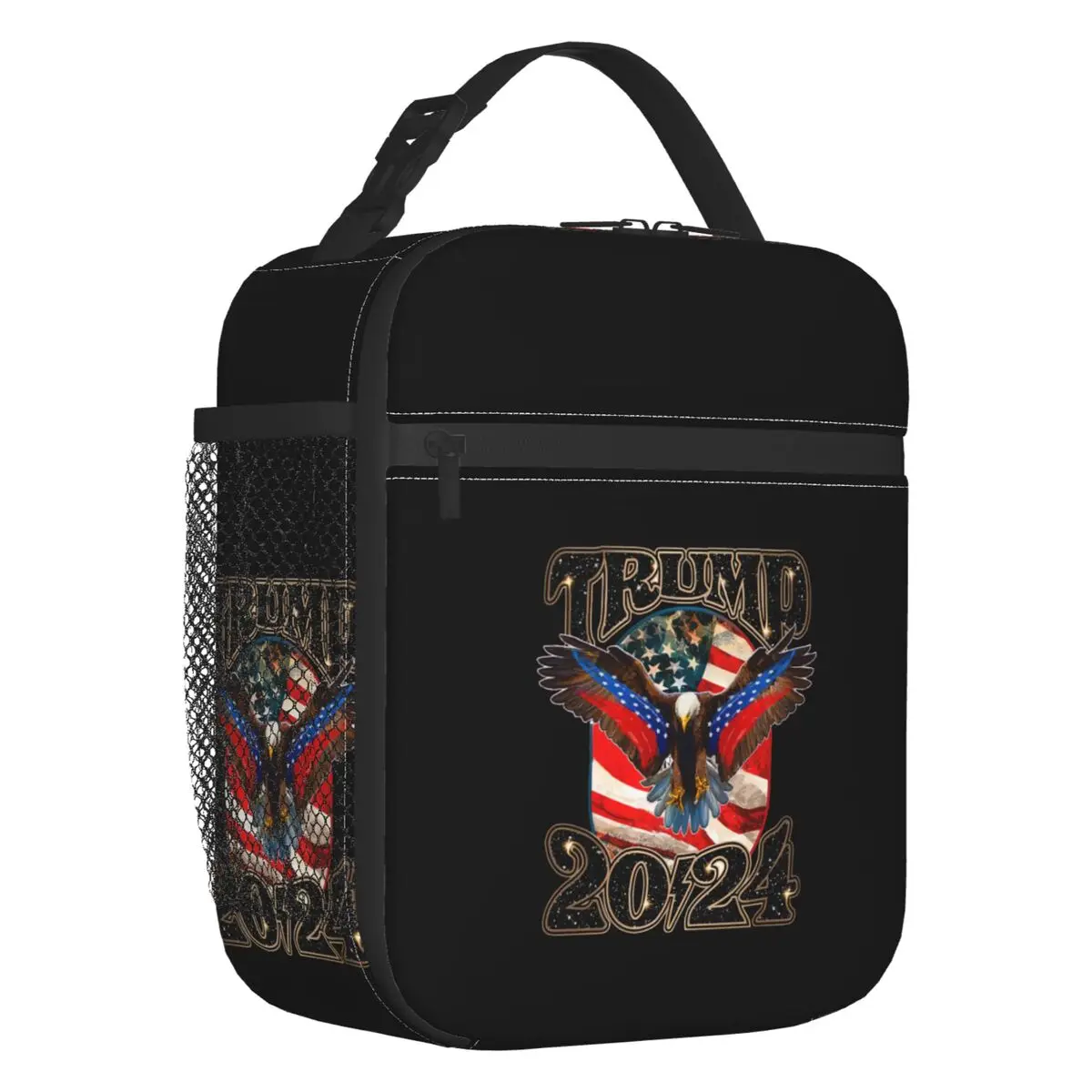 Trump 2024 Eagle Thermal Insulated Lunch Bag Women America US Flag Portable Lunch Tote for Outdoor Picnic Multifunction Food Box