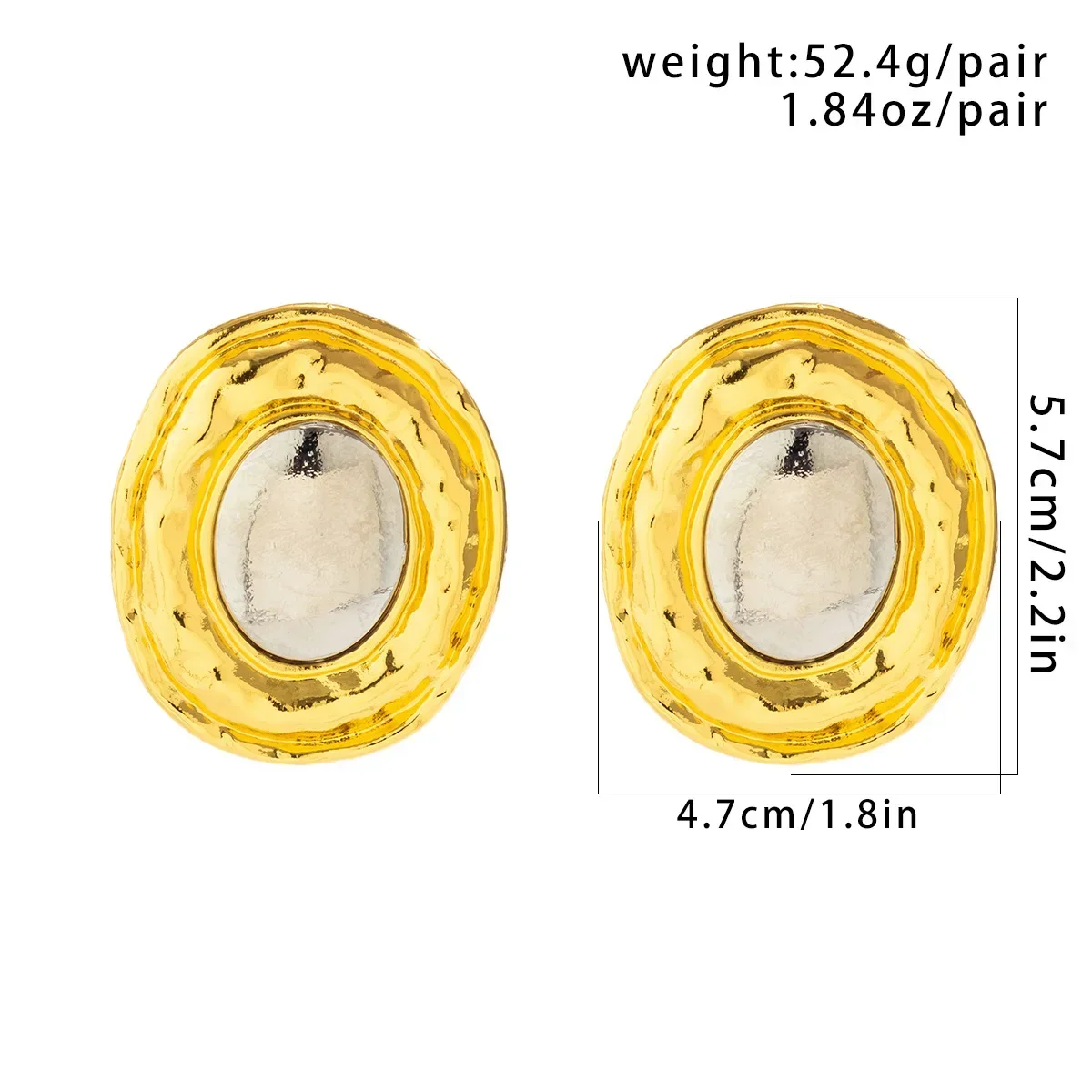Personality Hip Hop Style Chunky Oval Large Stainless Steel Dangle Earrings Rock Golden Silver Color Metal Glossy Hammered Hoops
