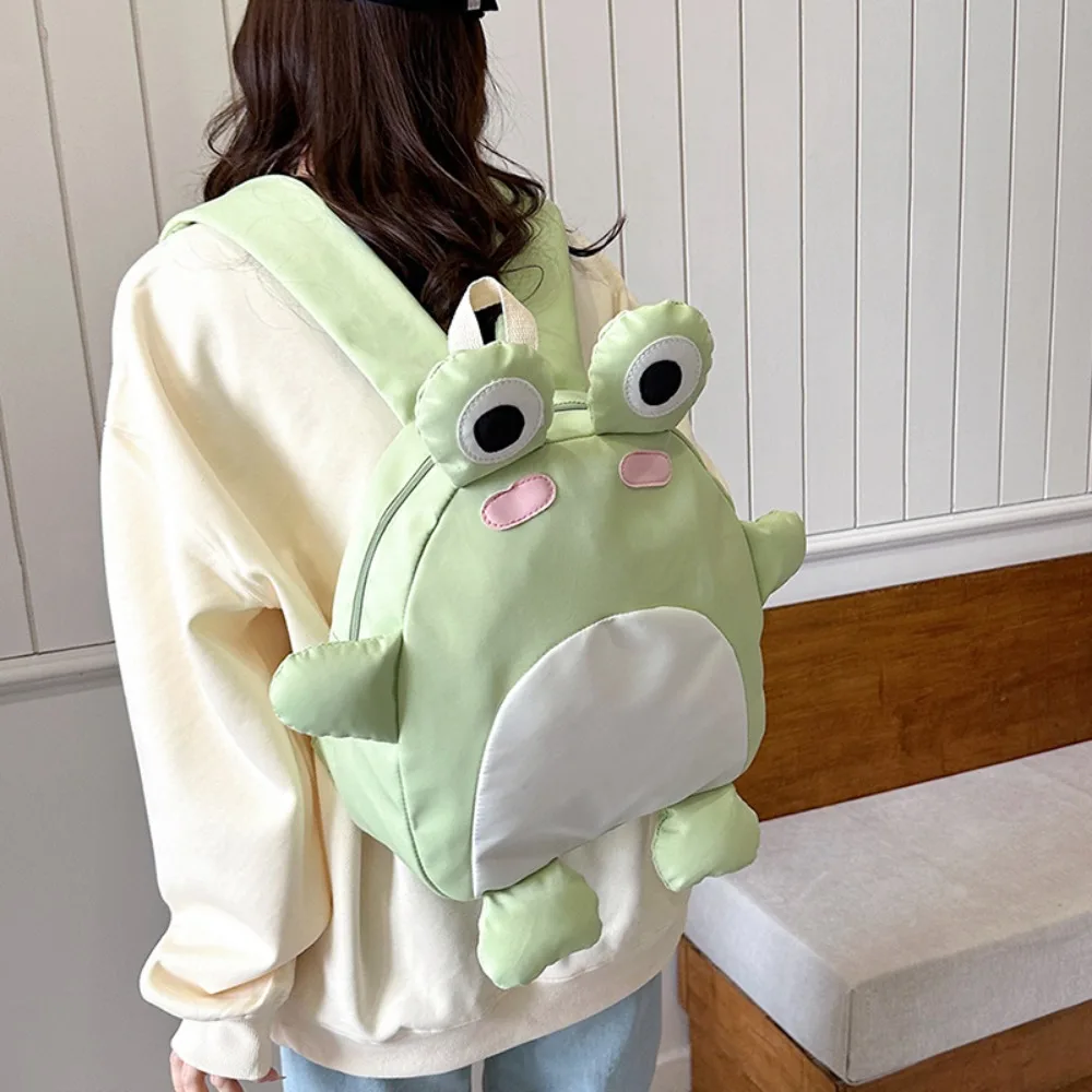 Sac à dos grenouille de dessin animé 3D en nylon pour enfants, sac d'école étanche, sac de rangement, sac à bandoulière, grande capacité, Y2K