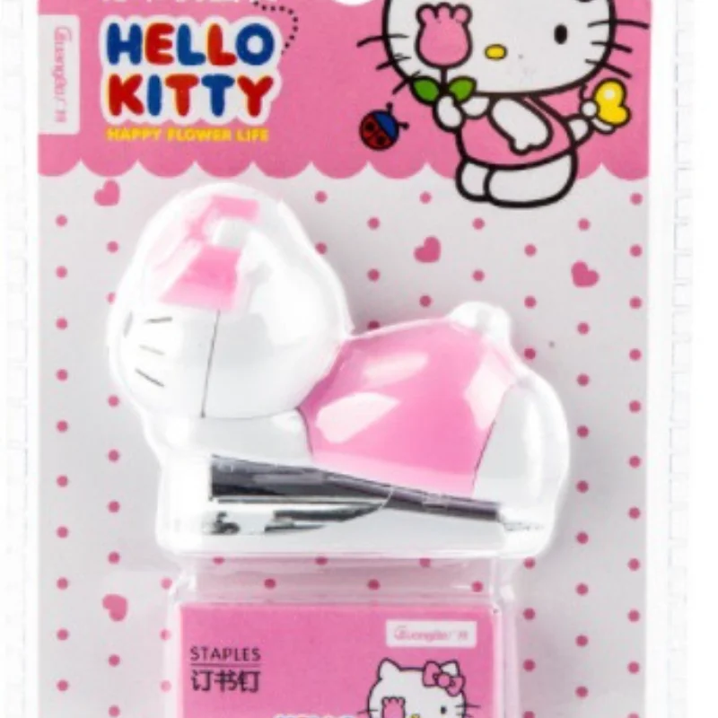 Sanrio Hello Kitty Staplers Set Kawaii Cute Cartoon Kt Cat Student Material Test Paper Mini Binding Machine School Stationery