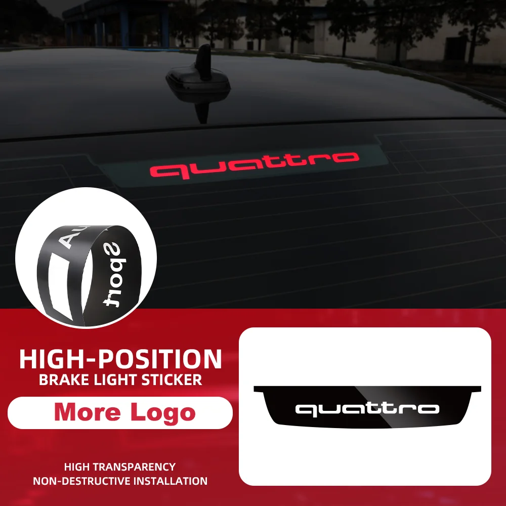 For Audi quattro RS Sline Sport High Mounted Stop Brake Lamp Light Car Warning Decor Sticker Car Styling External Accessories