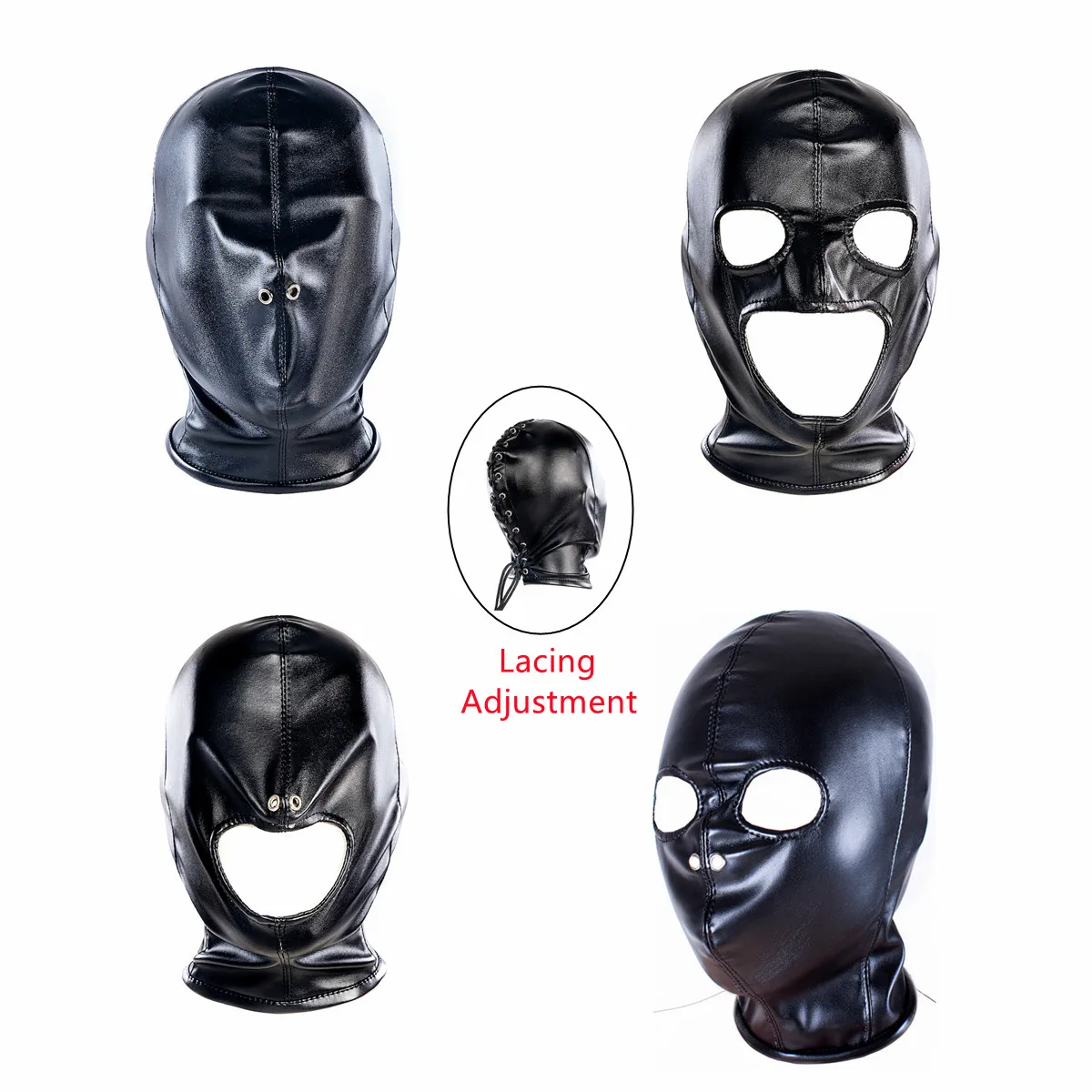 4 Style Leather Fetish Head Hood for Women Sexy Black Cosplay Mask for Women Men Party Role Games Hallow Performance Costumes