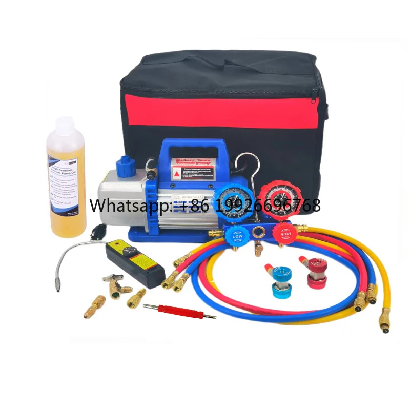 

4CFM Air Vacuum Pump HVAC R134a R410a R22 Kit AC A/C Manifold Gauge Set