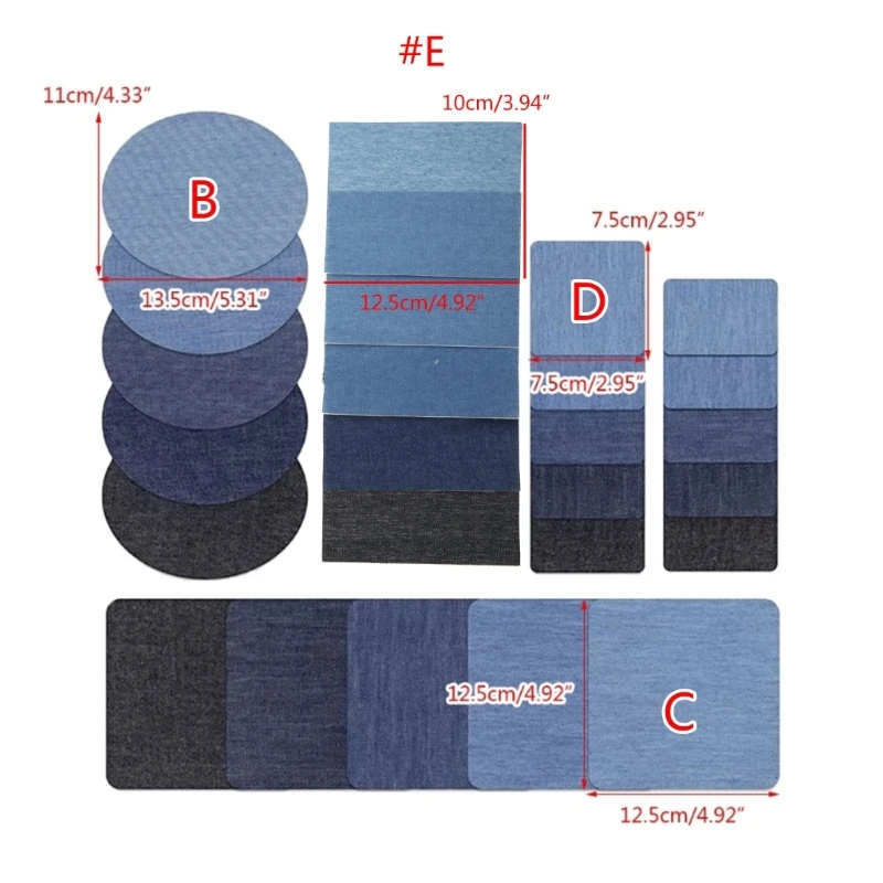 5/25 peças autoadesivas Jean Patches-Denim Patch Patch retangular elíptico
