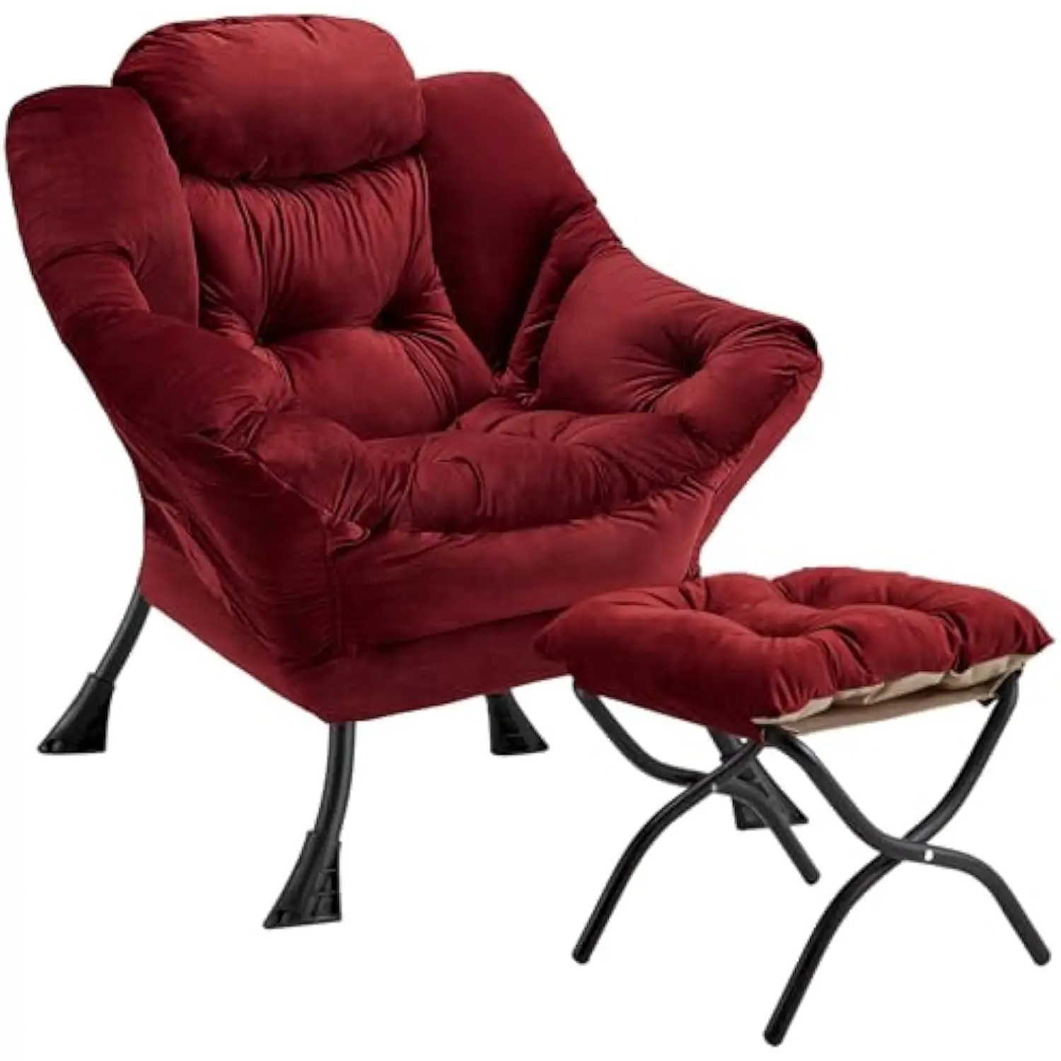 

Lazy Chair with Folding Ottoman Modern Large Accent Chair, 现代 Lounge Leisure Sofa Chair with Armrests Upholstered Sofa