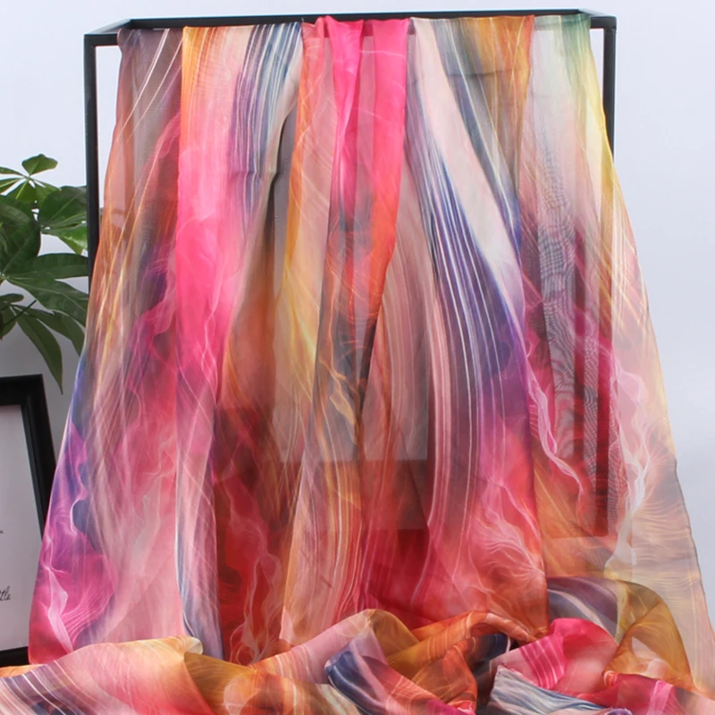 2/4/6M Elegant Chiffon Fabric 30D Semi Transparent Gradient Color Fabric For Diy Sewing Hanfu Summer  Dress Skirt  Shirt Veil