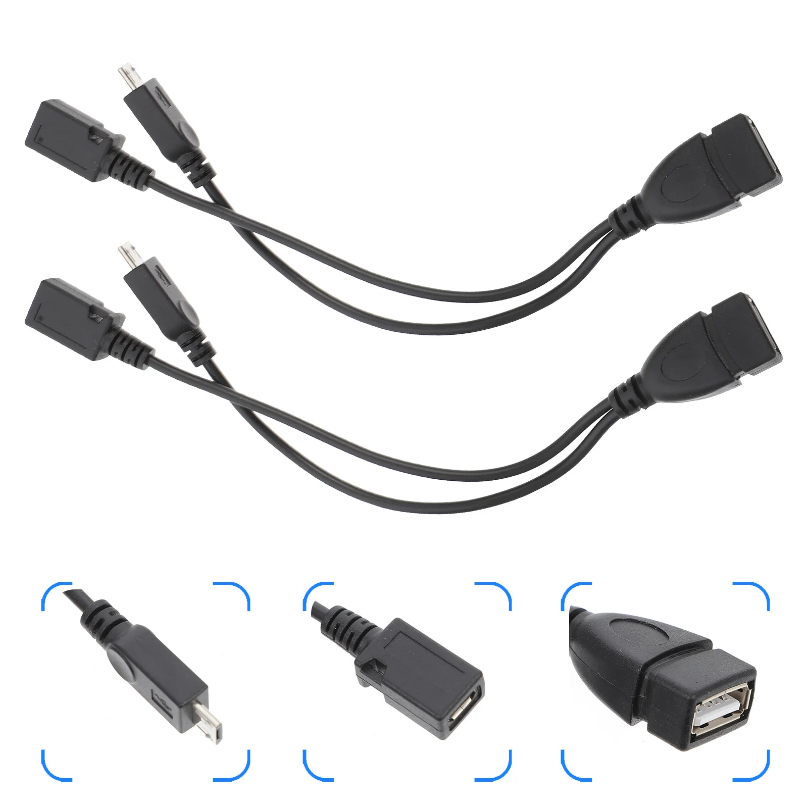 2Pcs Micro USB Otg Adapter USB Female to Male Converter Cable for Phone Tablet Laptop Connect Mouse Keyboard U Disk External