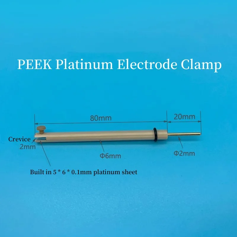 6mm PEEK working electrode clip 3mm Miniature platinum electrode clamp clip with 2mm gap can be invoiced