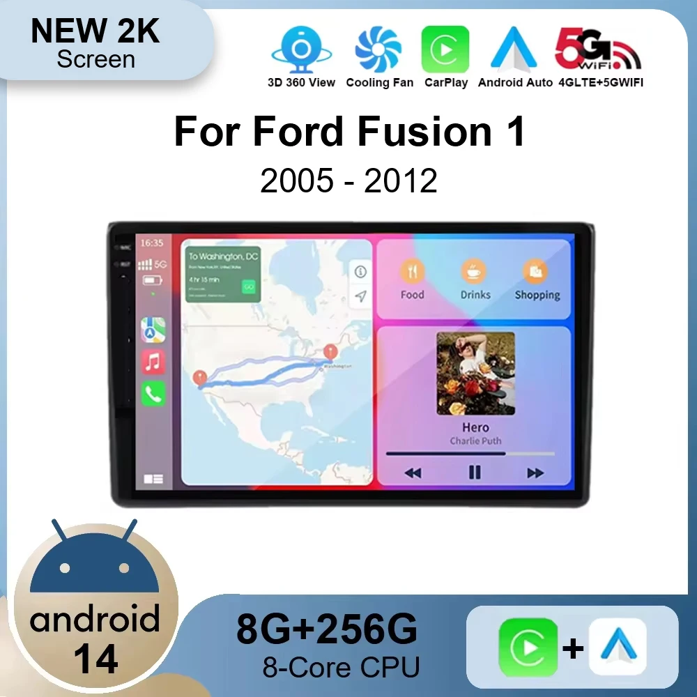 For Ford Fusion 1 2005 - 2012 Android 14 RS3 Sportback CAR Multimedia Carplay Video Player Stereo Radio WIFI 4G DSP Navigation