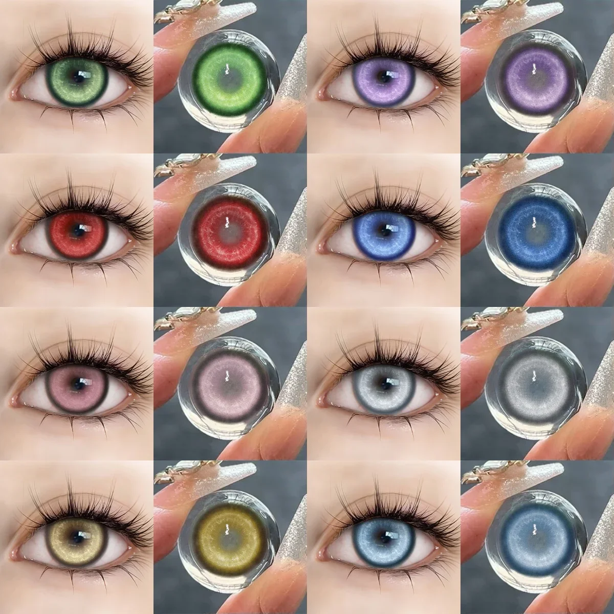 VISUASHOW Lentilles de contact colorées bleues pour cosplay anime 14,5 mm, jetables 6 mois, maquillage des yeux vif, lentilles souples rouges cosmétiques cyber