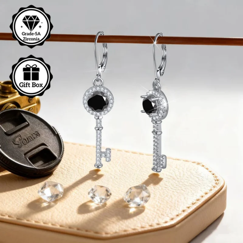 LAMVOICE Gioielli da donna, orecchini in argento sterling S925 con zirconi, regali di Natale per lei, gioielli con confezione regalo