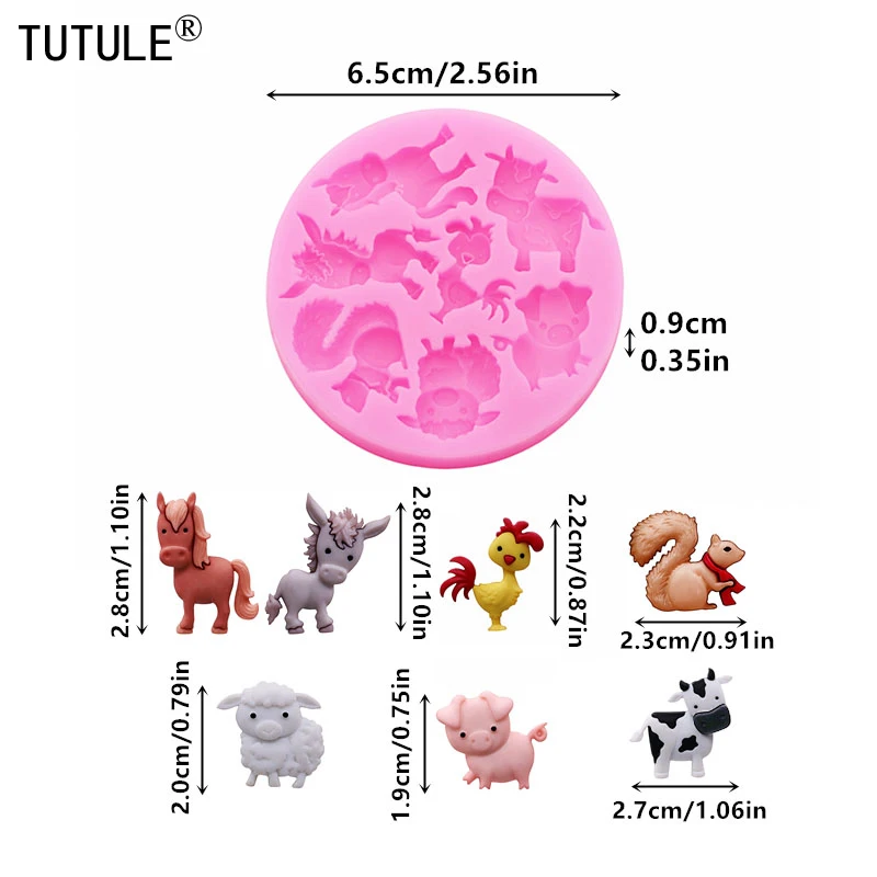 Mini Cartoon Animal Silicone Molds for Resin Jewelry Polymer Clay Chocolate And Cake Dessert Making - Assorted Animal Shapes