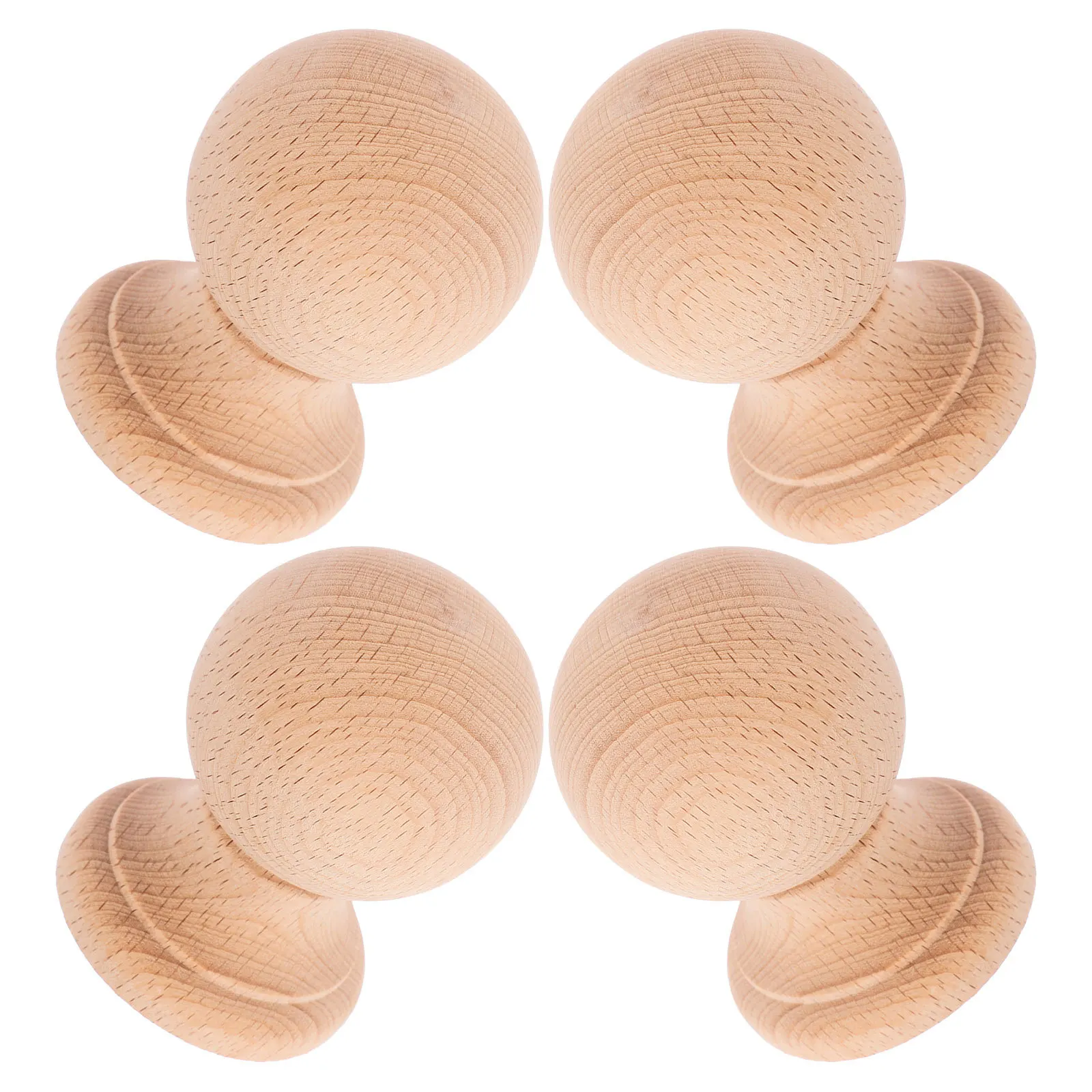 

4pcs Unfinished Wood Carved Finial Stair Post Caps Decorative End Tops For Bed Posts Fences Curtain Rods Diy Woodworking Decor