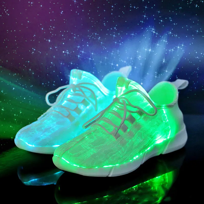 New Led Fiber Optic Shoes For Girls Boys Usb Recharge Glowing Sneakers Glowing Light Up Shoes 2022 Women Man Shoes Size 26-46