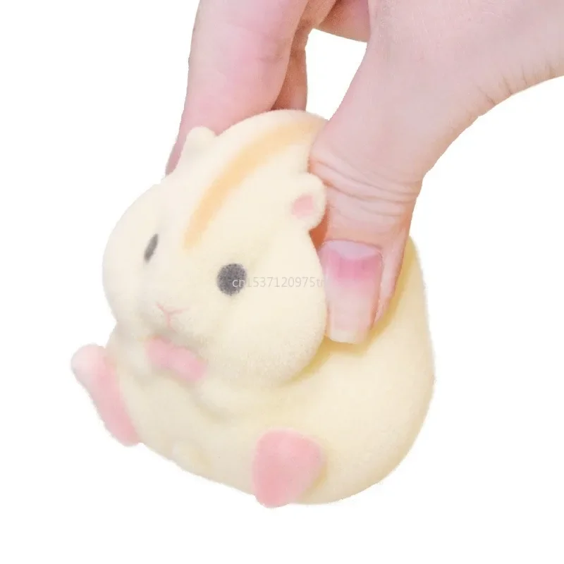 New Sensory  Flocking Doll Toy Hamster Squeeze Toy Soft TPR Silicone Cartoon 3D Fidget Toy Pinch Practical for Kids and Adults