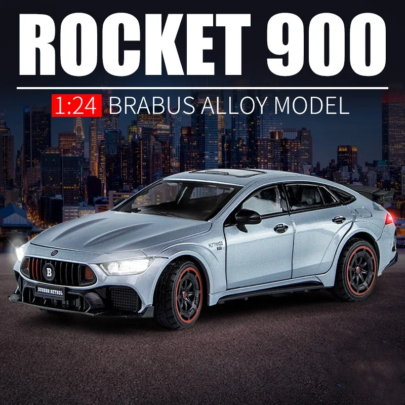 

1:24 Metal Simulation Brabus 900 AMG GT63 Alloy Car Toy Model Collection Automobile Ornaments 6 Open Door Foldable Side-Mirrors