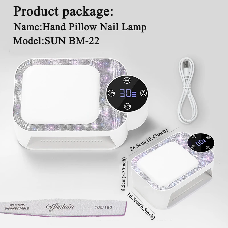 مجفف مصباح الأظافر القابل لإعادة الشحن لعلاج جميع طلاء الأظافر الجل وأضواء الأظافر القوية مع وسادة اليد أداة صالون مانيكير وباديكير