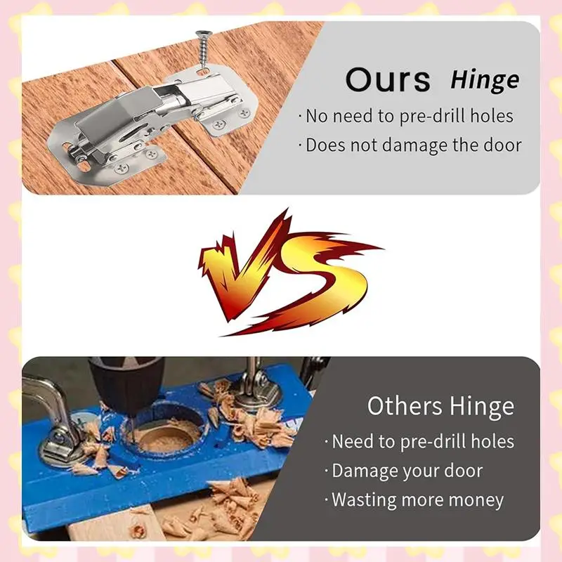 

AB51 Петли для кухонного шкафа Скрытые петли для шкафа Петли для шкафа 4 дюйма Простая установка Петли без прорезей, петли на 90 градусов