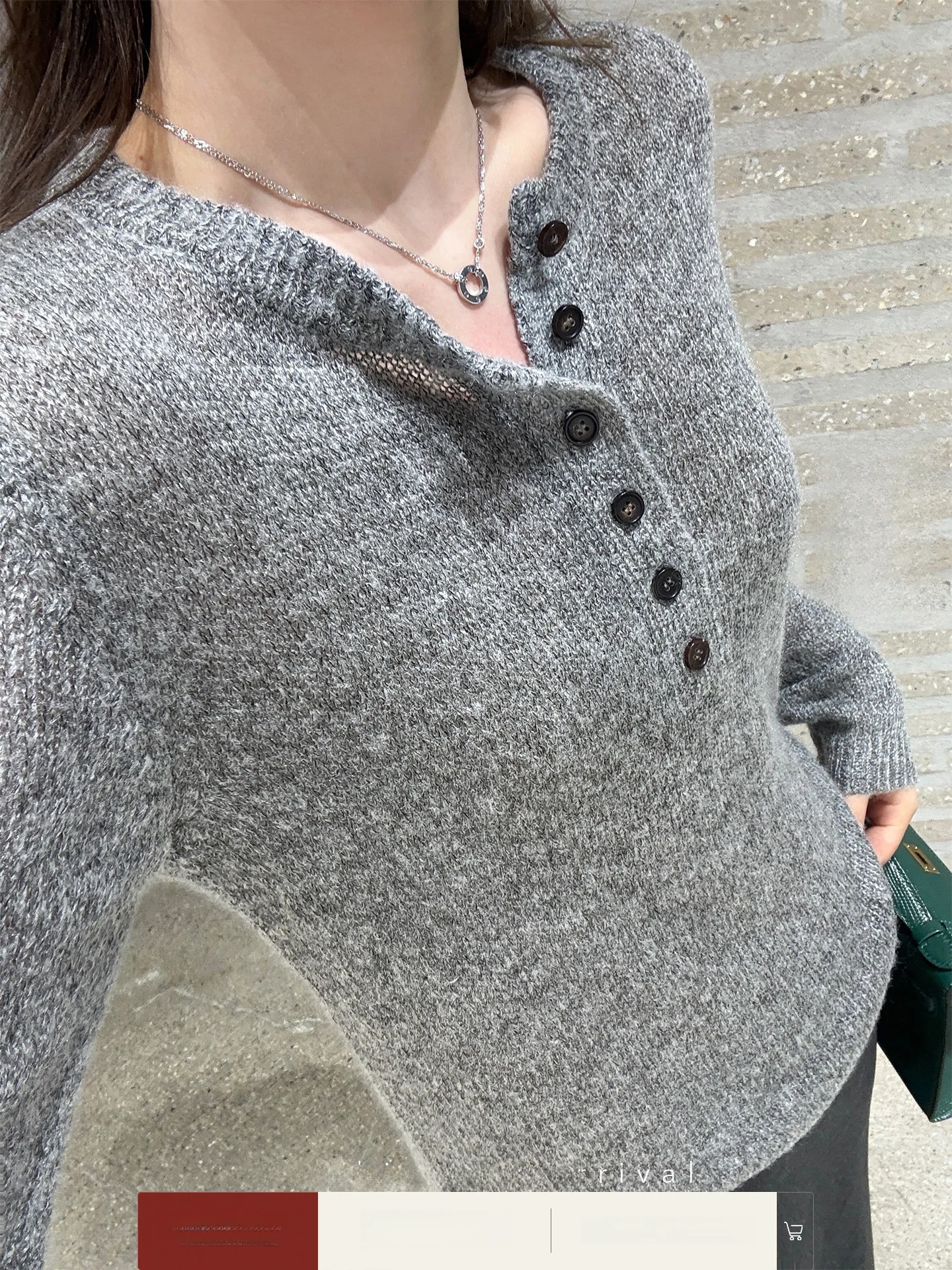 

Женский вязаный свитер Xzichic с длинным рукавом, воротником Хенли, свободного кроя, приятный к телу, зимний топ, повседневная одежда, полиэстер