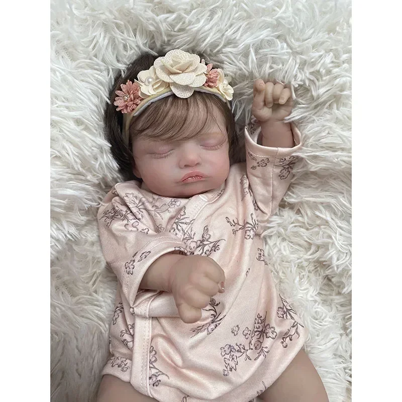 45cm Rosalie Reborn Baby Newborn Dolls Lifelike Soft Touch Full Body Soft Vinyl Layers Painting 3D Skin with Hand Rooted Hair