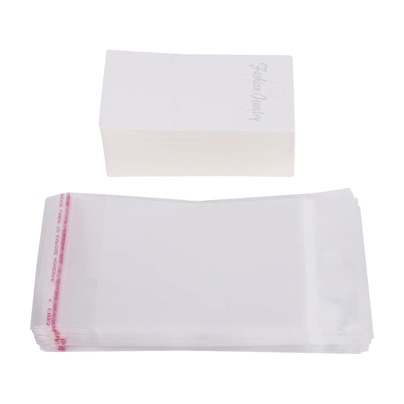 Abwr-perhiasan 100 X putih anting polos kartu tampilan & tas perekat diri