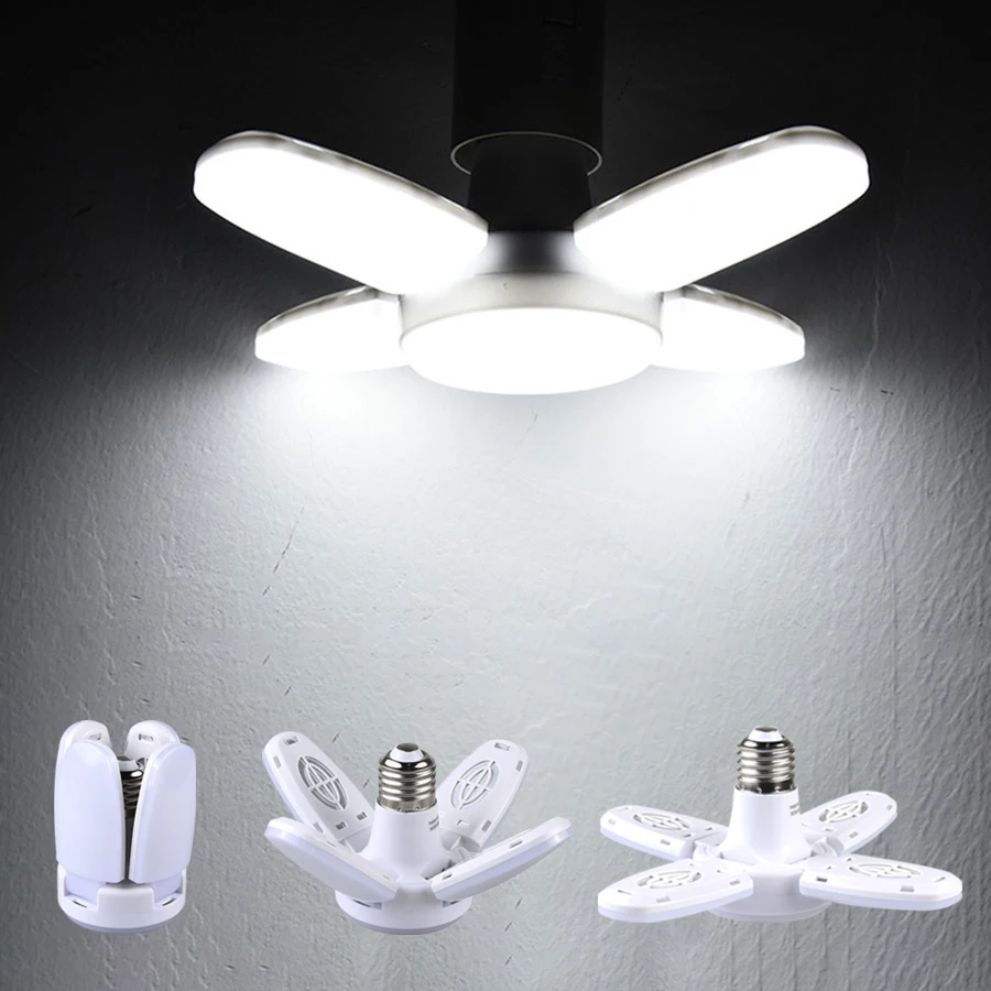 85-265V/220V E27 Fan Shape LED Bulb Lampada Foldable LED Light Lamp for Home Living Room Ceiling Warehouse Garage Spotlight