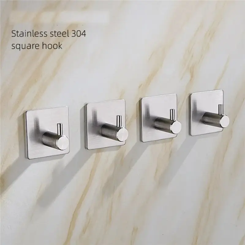 Y51A-Robe Tea Towel Towel Rack Self Adhesive Hooks Stainless Steel Sticky Wall Door Hook Rustproof Clothes Coat Hanger
