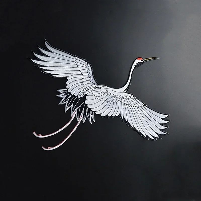 DIY Embroidery Cloth Paste White Swan Red-crowned Crane Patch