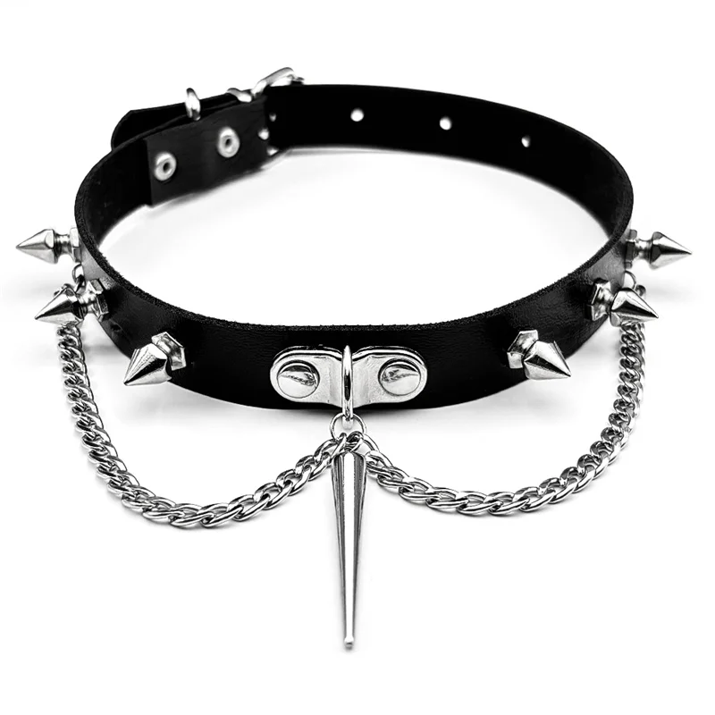 

Trendy Punk Spike Rivet Leather Women Choker Bell Pentagram Harajuku Collar Necklaces Handmade Boho Gothic Girl Collier Jewelry