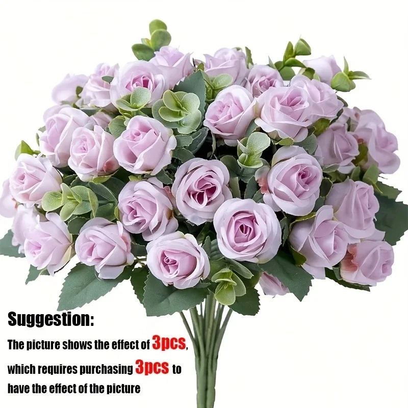 10 Köpfe Künstliche Blumen Seidenrosen Weiße Eukalyptusblätter Pfingstrosen-Bouquet Kunstblumen für Hochzeit Tisch Party Vase Heimdekoration – Detail 12