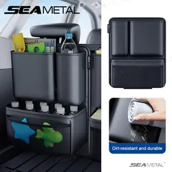 SEAMETAL Car Trunk Pu Leather Storage Bag Interior Auto Backseat Pocket Large Capacity Hanging Organizer For SUV Sedan Hatchback
