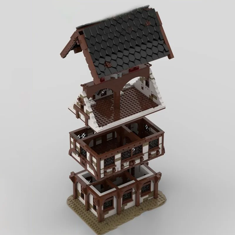 1548pcs MOC 중세 도시 중세 시장 집 2 MOC 빈티지 무역 건물 DIY 모델 빌딩 블록 생일 장난감 선물