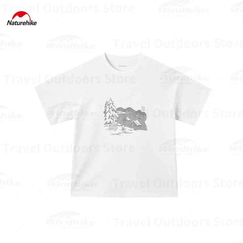 Imagem -05 - Naturehike Camping Manga Curta T-shirt Algodão Homens t Shirt Flor Fio Manga Curta Moda Camisa Pesca