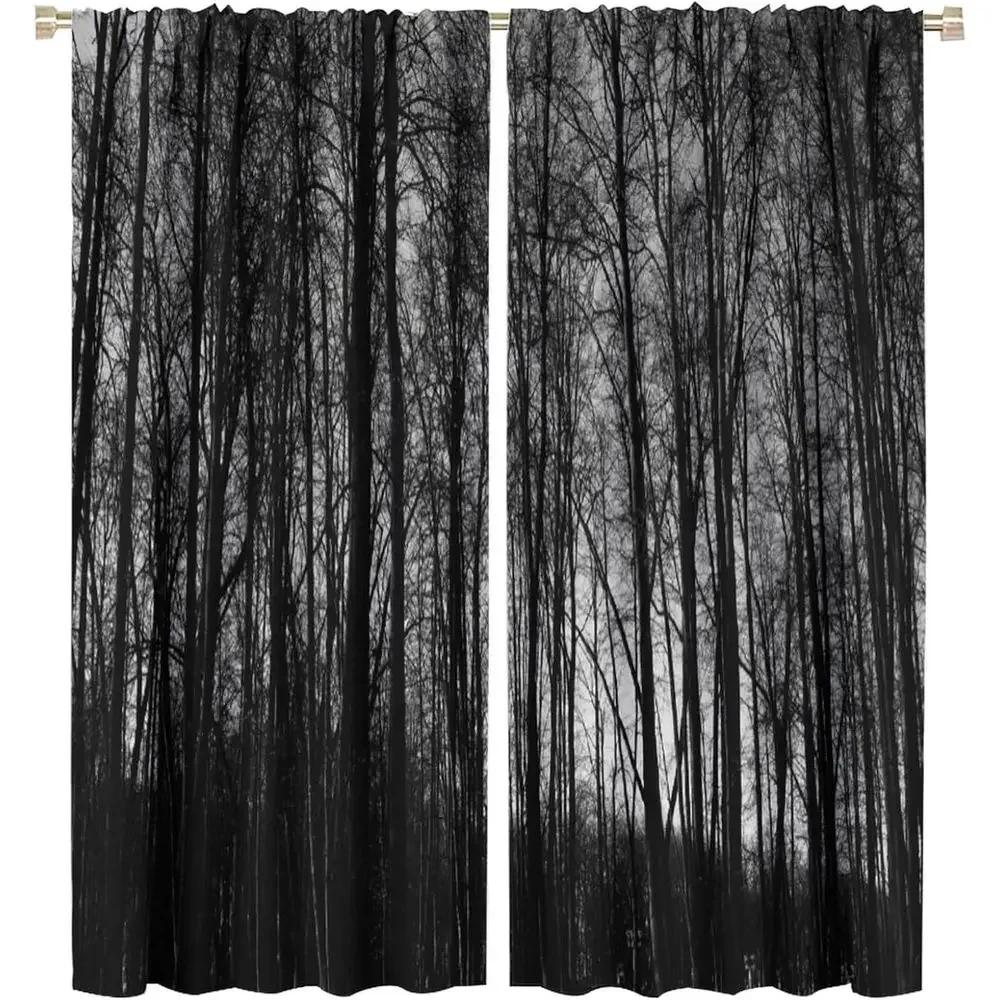 Elegant Black Forest-Themed Curtains, Suitable for Bedroom or Living Room, 84x84 inches