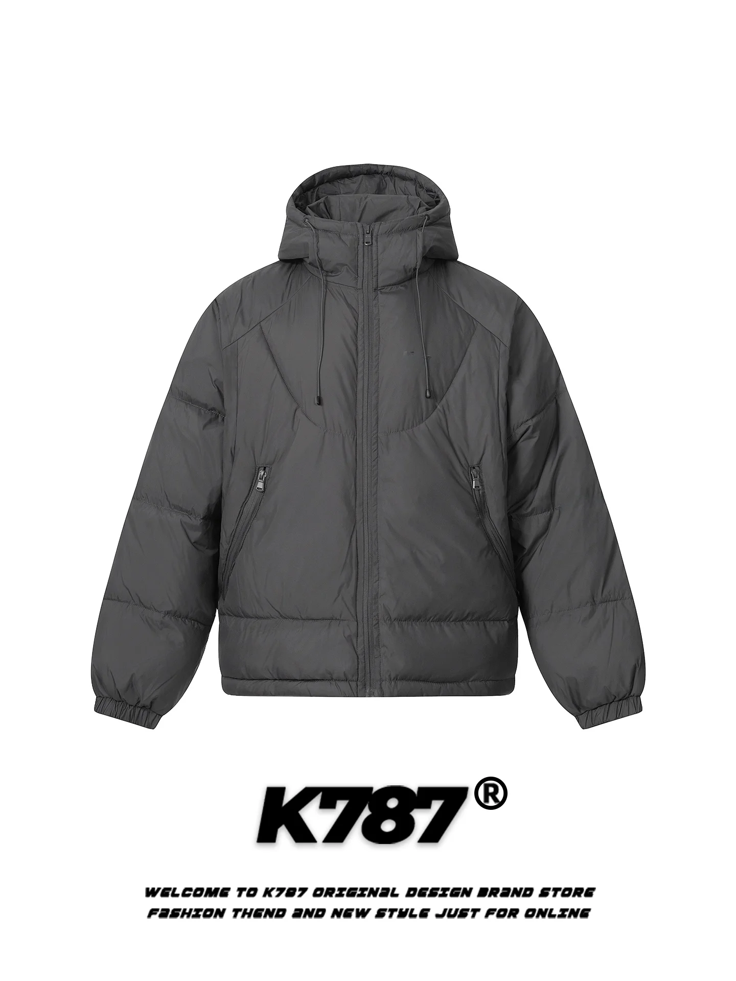 

K787 American Retro Hooded Stand Collar Cotton Jacket Thickened Warm Zipper Coat for Couples Winter Loose Fit Youth Style