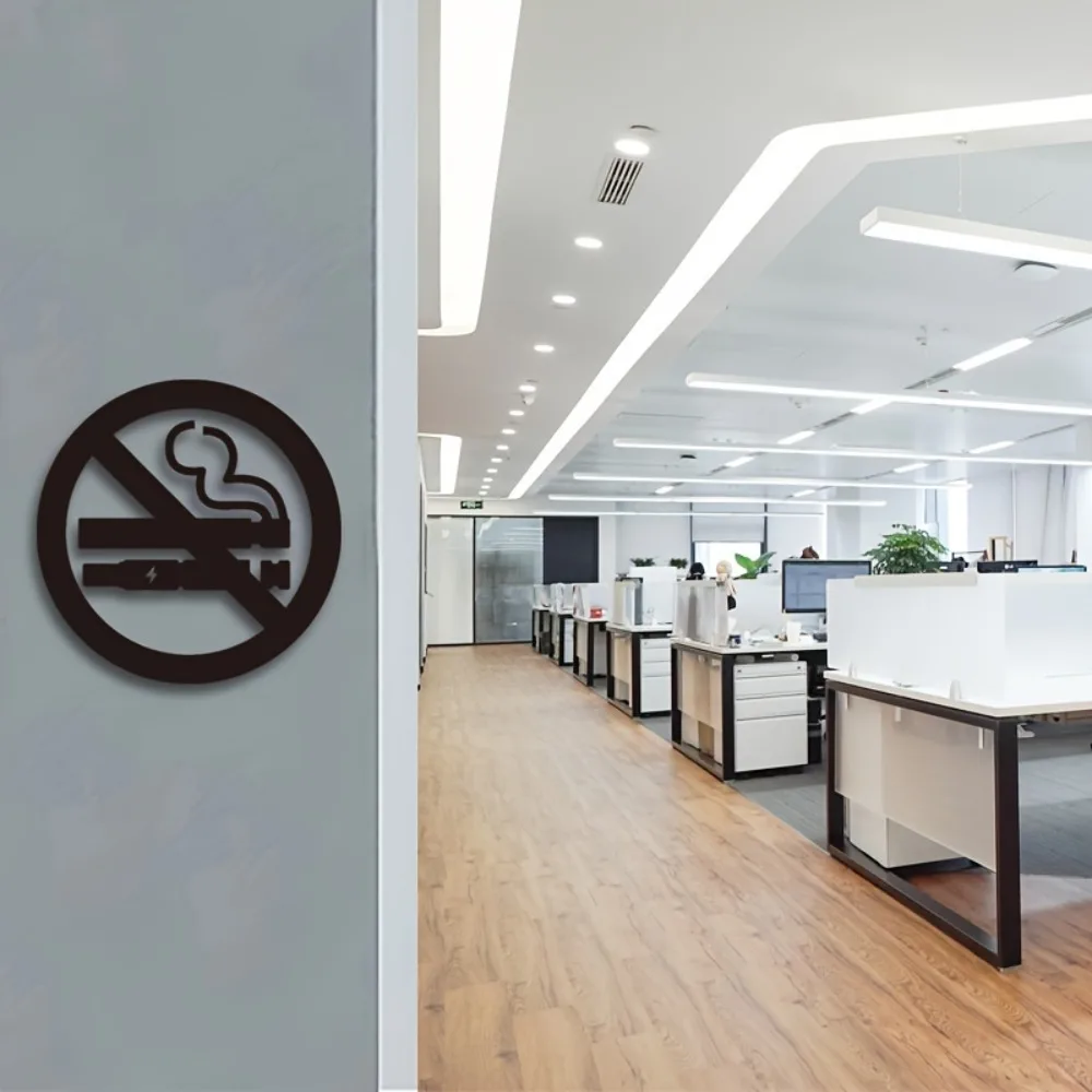 Acrylic No Smoking Sign 2D Indoor Warning Decorative Plaque for Office Restaurant Mall Public Places Smoke-Free Zone