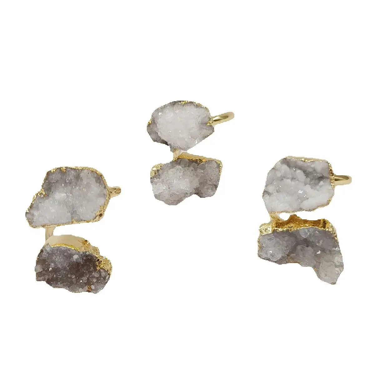 

WT-R461 WKT 2025 New Arrival Natural Druzy Quartz Wedding Classic Model Ring For Women High-Quality Dance Party Cute Style