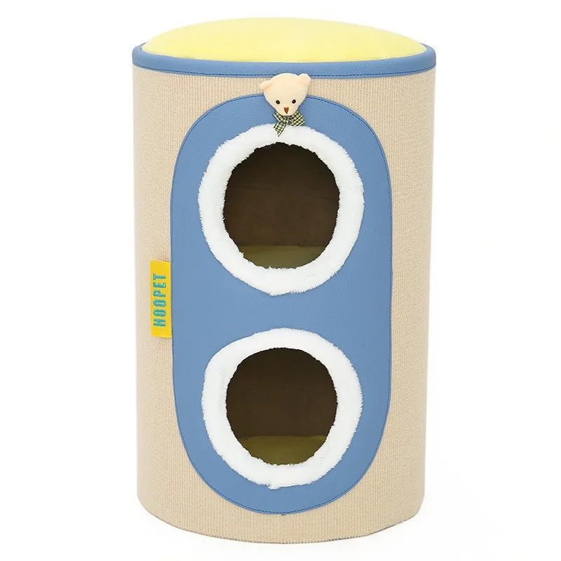 

Multi-Level Cat Tree with Enclosed House 2-Tier Cat Tower for Small Spaces Sisal Scratching Post Cozy Warm Bed for All Seasons