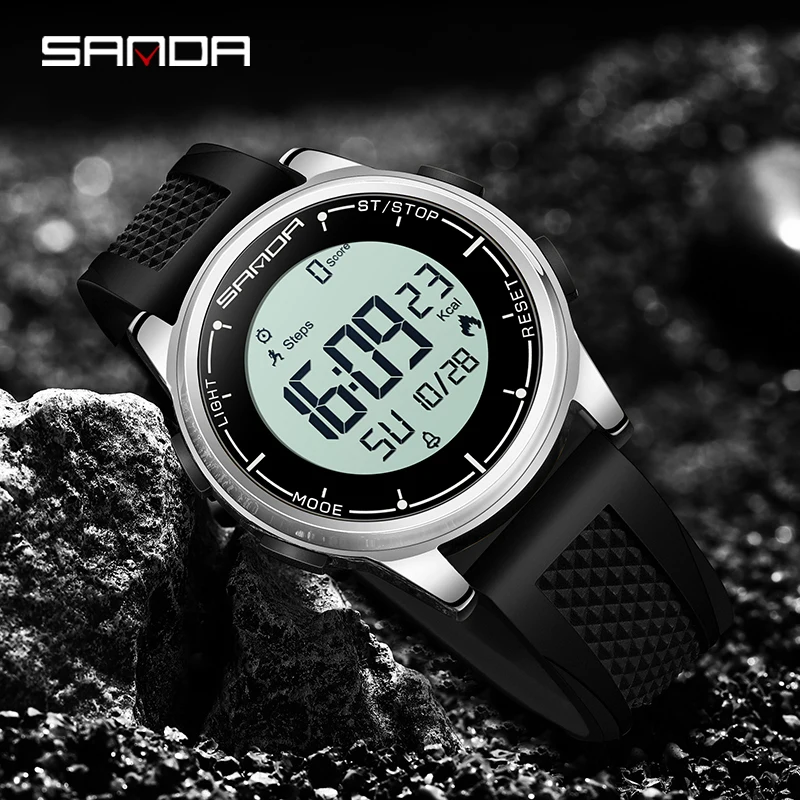 SANDA, última moda, nuevos relojes deportivos para estudiantes, reloj de paso con calorímetro, reloj electrónico inteligente multifuncional resistente al agua para hombres, oferta