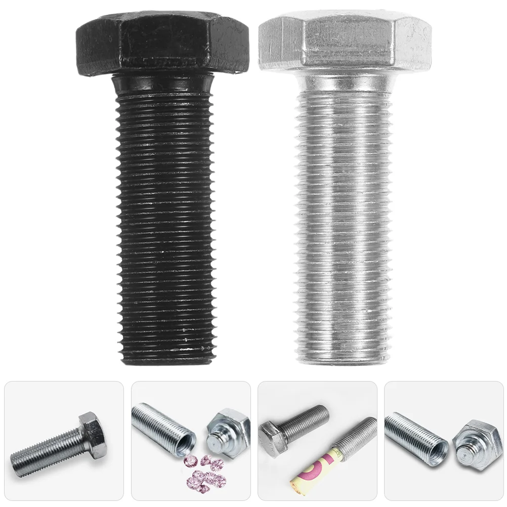 2 Pcs Concealed Storage Camping Container Screw Shaped Outdoor Metal Supply Realistic Hiding Hidden Case Trinkets