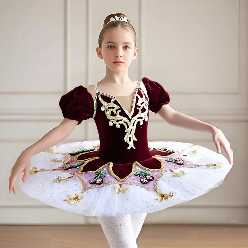 

Профессиональный балетный костюм для взрослых и детей: длинная юбка-пачка для балета «Лебединое озеро», платье балерины, танцевальная одежда для выступлений, бархатный топ