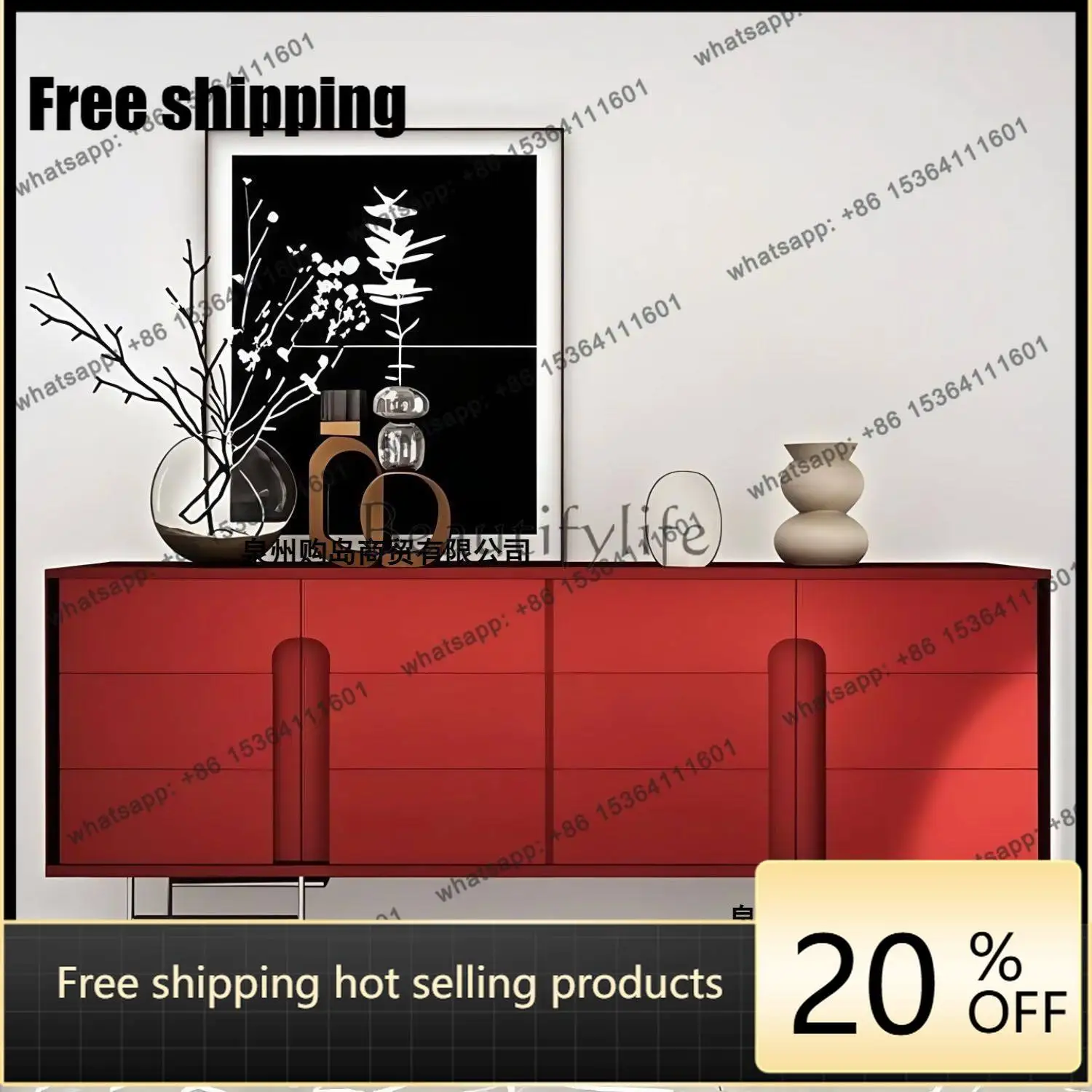 Original Italian minimalist paint dining side cabinet living room against the wall storage porch storage decorative cabinetFacto