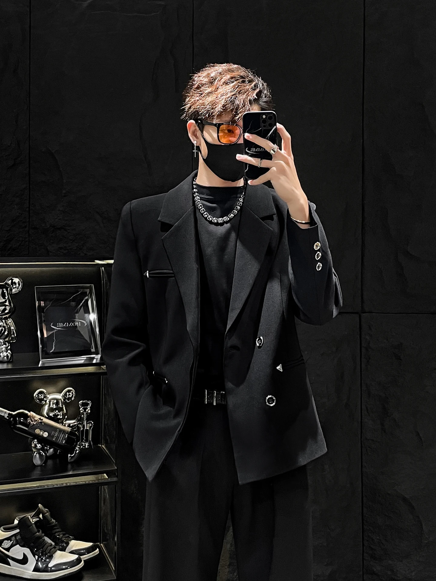 

Bla Свободный крой, повседневный мужской джинт на заказ, простой Sli Haome, корейская версия Homme, зеркало без ограничений, осенняя мода