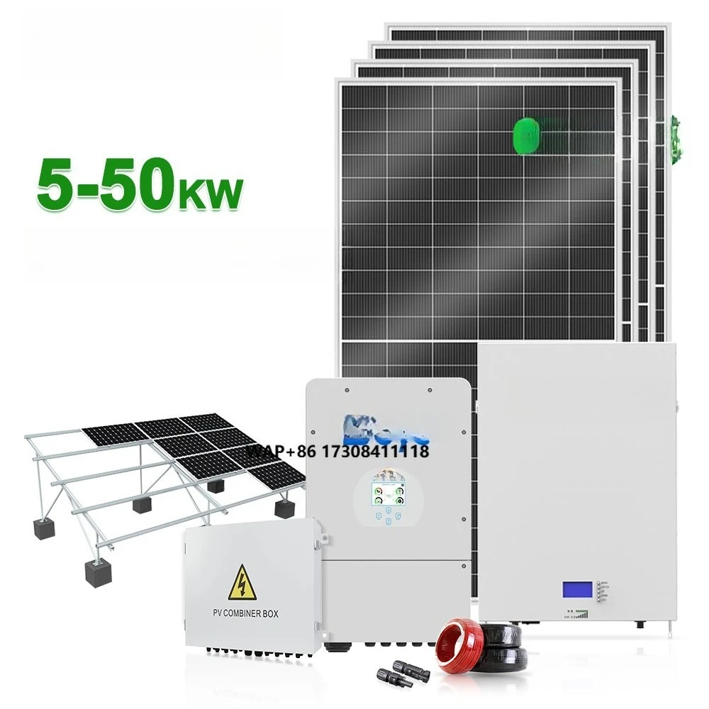 جودة عالية 3KW 5KW 8kw 10KW نظام الطاقة الشمسية 30kw النظام الشمسي الهجين 20kw مجموعة كاملة النظام الشمسي الهجين 10kw للمنزل
