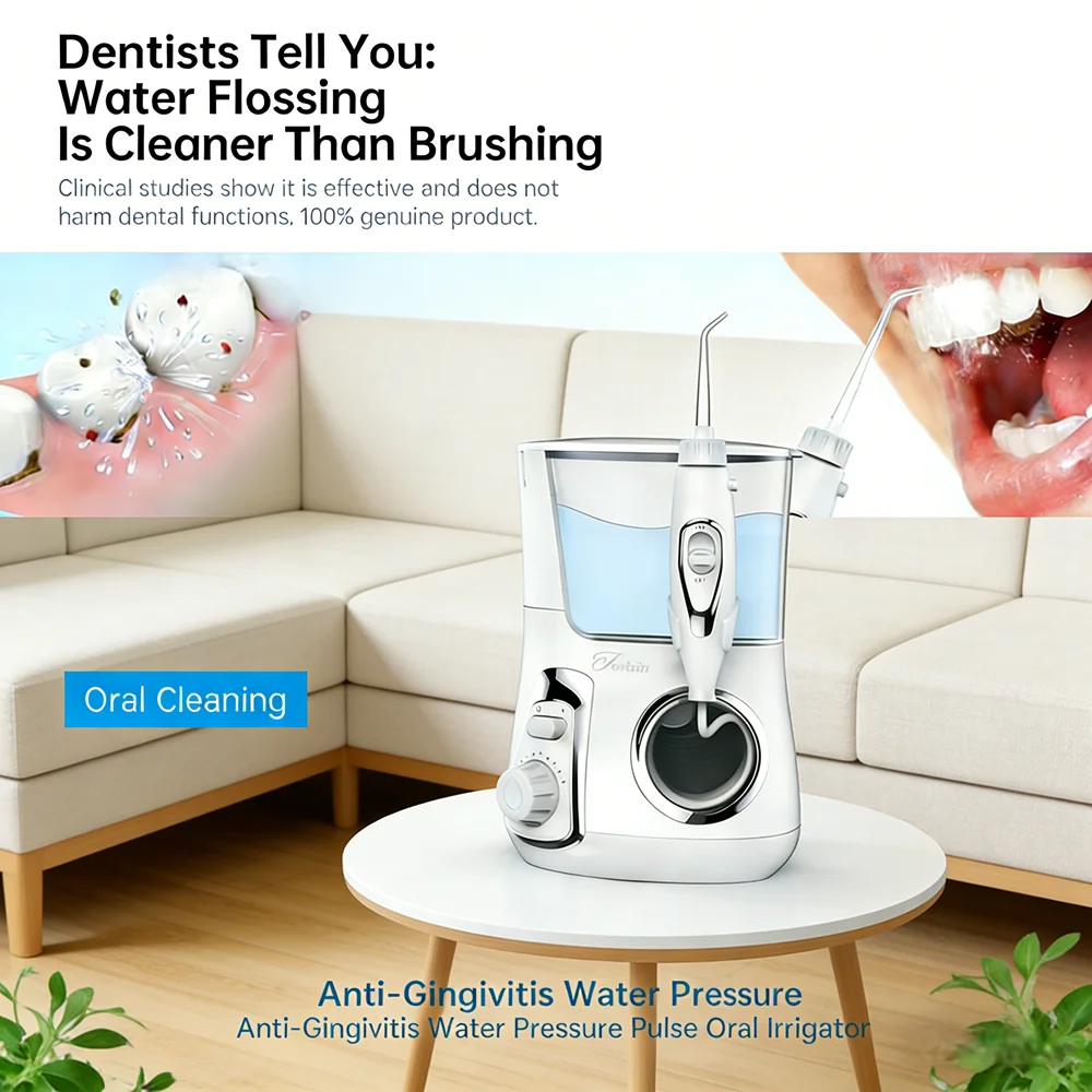 

Home Dental Care Spa Water Flosser, 5 Nozzles Electric Desktop Oral Irrigator, Professional Teeth Cleaning Device