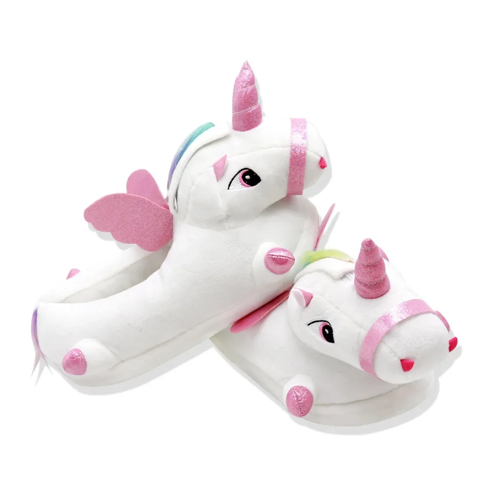 شباشب شتوية دافئة منفوشة على شكل وحيد القرن كرتونية إبداعية مع أحذية منزلية بإضاءة LED للنساء تقدم الشركة المصنعة مباشرة #5