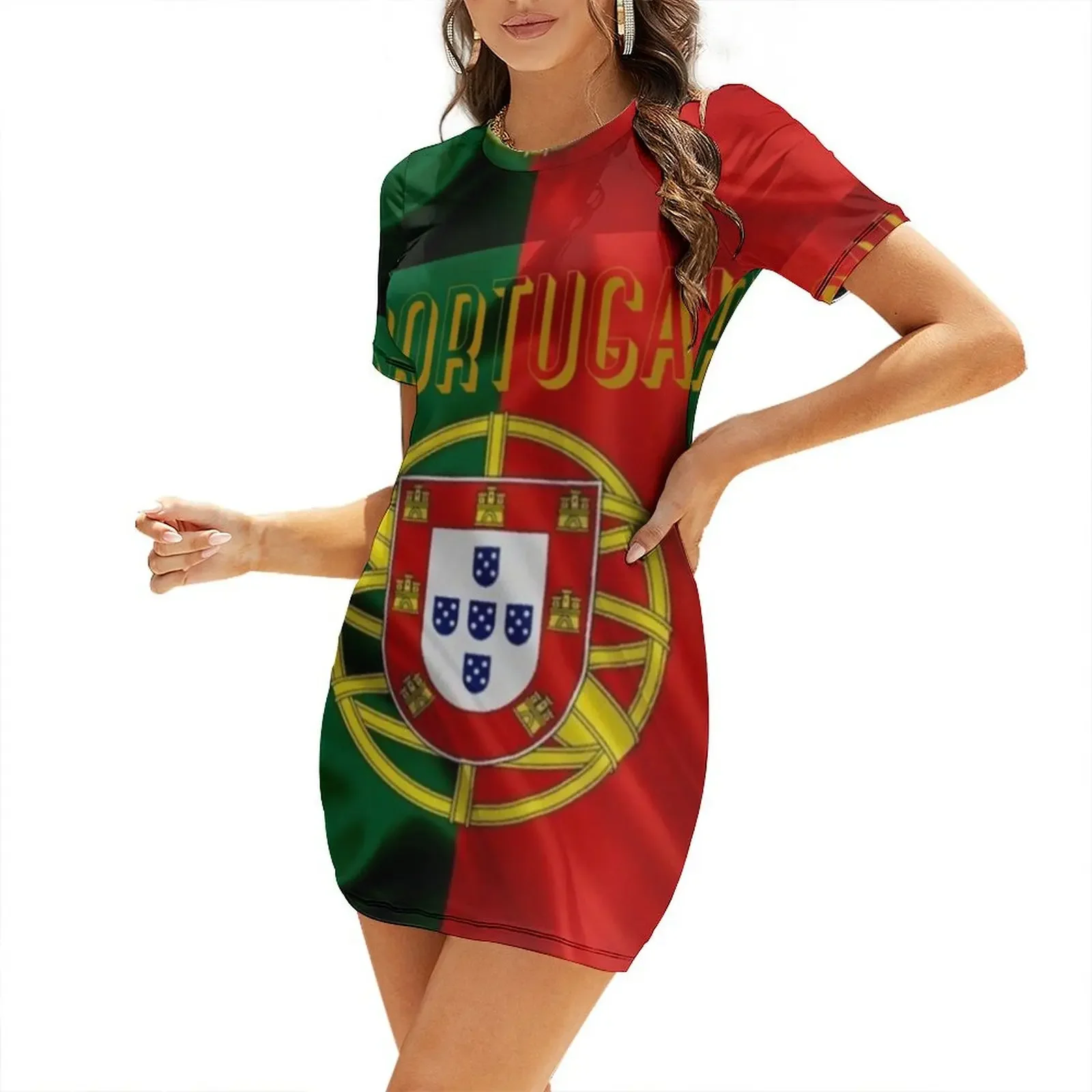 

portugal flag Short-Sleeved Dress elegant dresses plus sizes dresses for woman 2025 Woman's evening dress Dress
