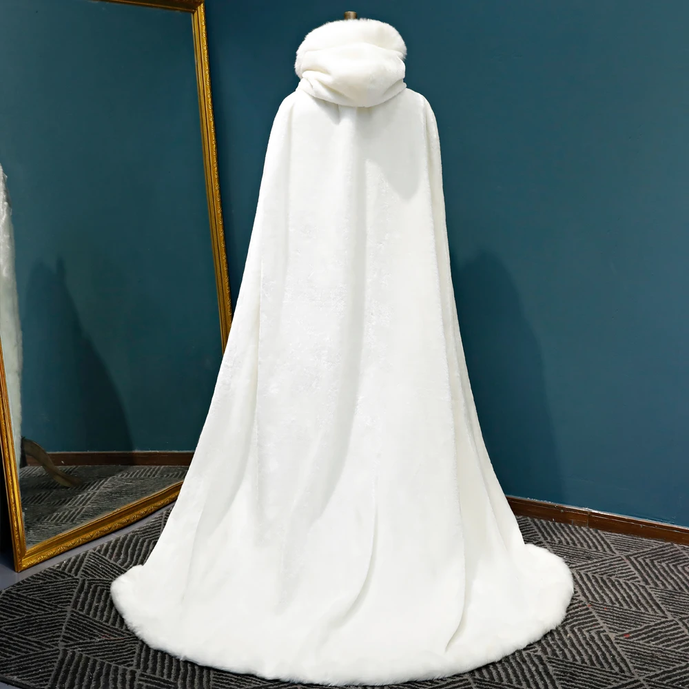 Mantelle da sposa lunghe e calde invernali mantello da sposa bianco lunghezza del pavimento scialle da sposa cappotto da sposa in pelliccia