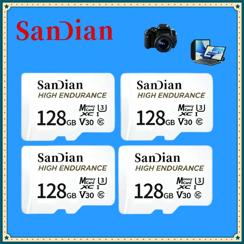 2026 High Endurance micro Tf SD Card 256GB 1TB V30 U3 C10 Professional  128GB Memory card for dash cam or home monitoring