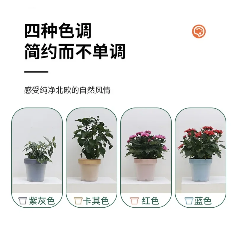 Lazy automatic suction flower pot round plastic simple green dill succulent indoor office desktop hydroponics small flower pot